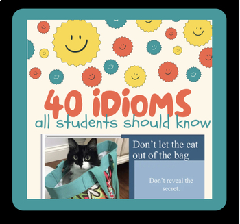 Preview of 40 IDIOMS ALL STUDENTS SHOULD KNOW- digital ppt. animated ELA  lesson