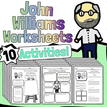 Preview of John Williams Worksheets | Composer Tests Quizzes Homework or Sub Work!