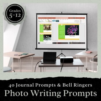 Preview of 40 Journal Prompts & ELA Bell Ringers Inspired by Pictures