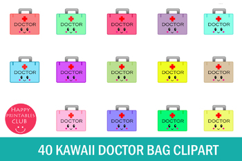 Preview of 40 Kawaii Doctor Bag Clipart- Doctor Bag Transparent Images