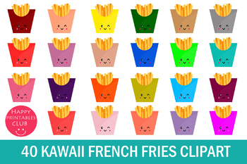Preview of 40 Kawaii French Fries Clipart- French Fries Clipart Images