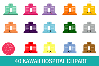 Preview of 40 Kawaii Hospital Clipart- Hospital Clipart- Cute Hospital