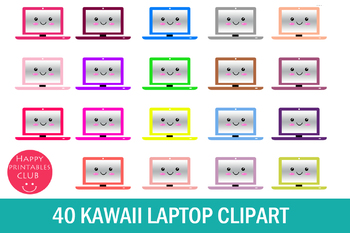 Preview of 40 Kawaii Laptop Clipart- Cute Laptop Clipart