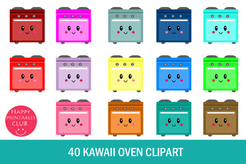 Preview of 40 Kawaii Oven Clipart- Cute Oven Clipart- Transparent Oven