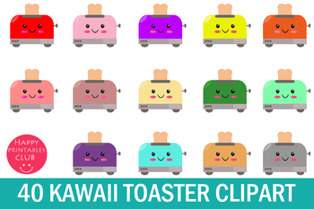 Preview of 40 Kawaii Toaster Clipart-Toaster Clipart-Bread Toaster Clipart