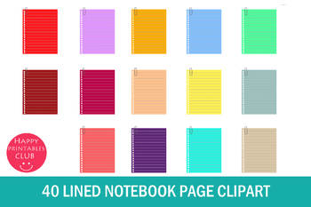 Preview of 40 Lined Notebook Page Clipart- Notebook Page Clipart Images