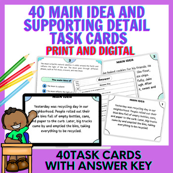 Preview of 40 Main Idea and Supporting Detail Task Cards