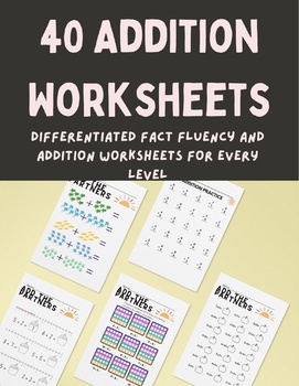 Preview of 40 Math Addition & Fact Fluency Worksheets