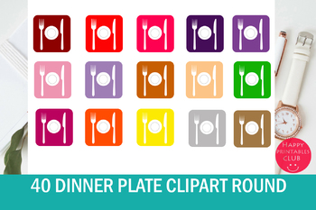 Preview of 40 Dinner Plates Fork Knife Clipart