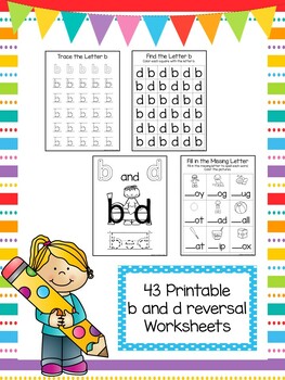 Preview of 40 No Prep b and d Letter Reversal Worksheets and Activities. Phonics Practice