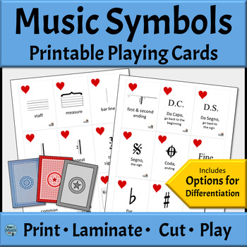 basic music symbols printable playing cards for games and flashcards