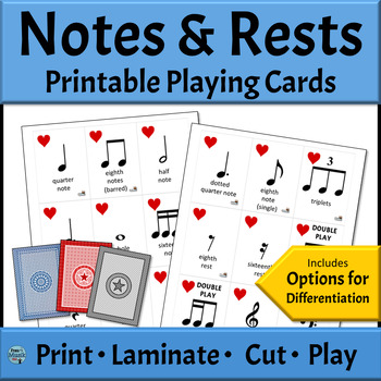 music symbols games printable playing cards notes rests and clefs