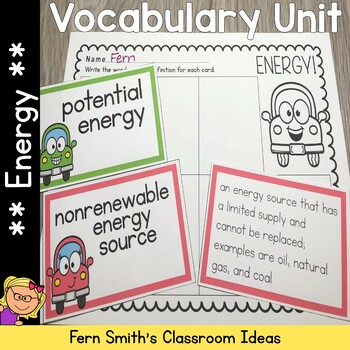 Preview of Energy - A Third Grade Science Vocabulary Unit