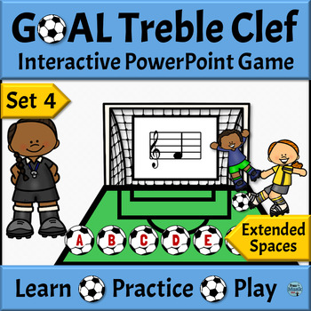 Treble Clef Note Names Interactive Game | EXTENDED SPACES - Set 4