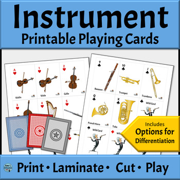 Preview of Musical Instrument Families Printable Music Playing Cards - Games and Centers