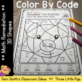 3D Shapes Color By Code For Math Remediation