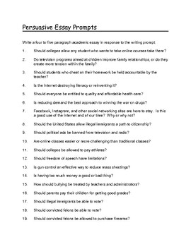 persuasive essay writing prompts for high school