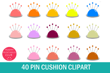 Preview of 40 Pin Cushion Clipart- Sewing Material Clipart Graphics
