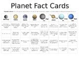 40 Planet Fact Cards Matching Game