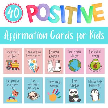 40 Positive Affirmation Cards for Kids by Creative Bund | TPT