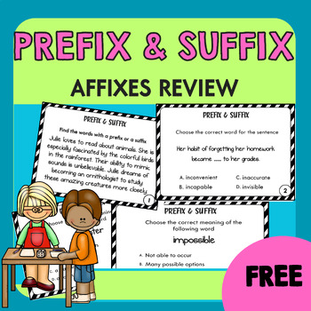 Preview of Prefix and Suffixes Task Cards | Affix Activity | Grammar Practice for Big Kids