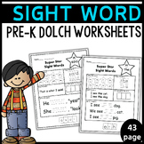 Dolch Sight Word | 40 Dolch Pre-Primer Worksheet | Reading