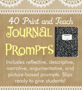 40 Print and Teach Journal Prompt Slips by Adventures with Mrs Anderson