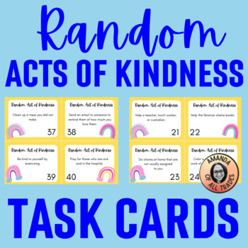 40 Random Acts of Kindness Task Cards w/ Blank Template by Amanda of ...