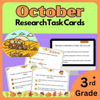 Preview of 40 Research Task Cards for October