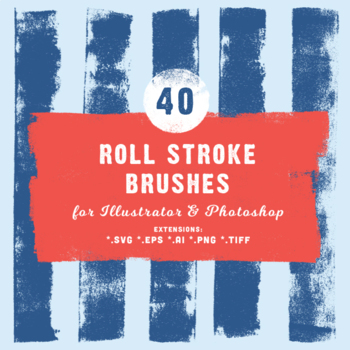Preview of 40 Roll Stroke Brushes for Illustrator & Photoshop