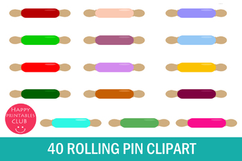 Preview of 40 Rolling Pin Clipart-Colorful Rolling Pin Images- Cute Rolling Pin Graphics