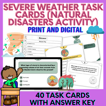Preview of 40 Severe Weather Task Cards, Natural Disasters Activity