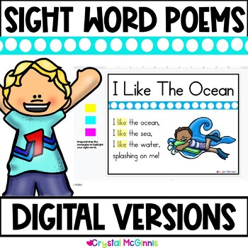 Preview of 40 Sight Word Poems DIGITAL VERSIONS (GOOGLE SLIDES, POWERPOINT, & COLORED PDF)