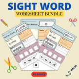 40 Sight Word Worksheet Bundle ,Preschool Printable, 40 + pages