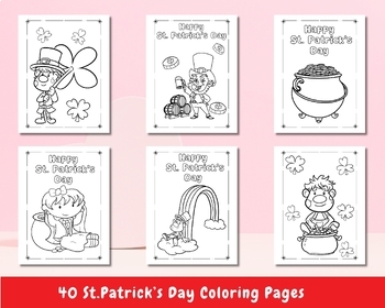 Preview of 40 Simple and Easy St.Patrick's Day Coloring Pages for Preschoolers