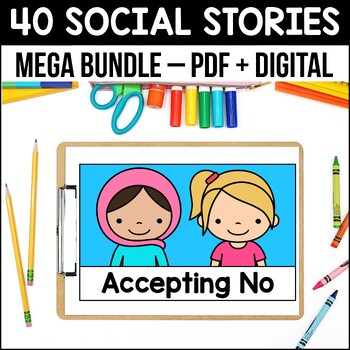 Preview of 40 Social Stories Social SEL Morning Meeting Work Scenario Cards Social Skills