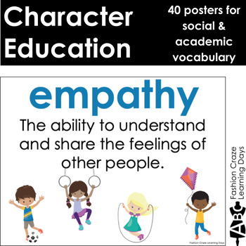Preview of 40 Social and Academic Vocabulary Word Posters for Growth Mindset