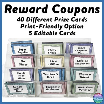 Preview of 40 Student Reward Coupons and 4 Editable Cards