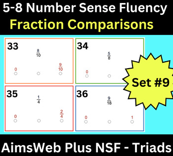 Preview of 40 Task Cards - AimsWeb Plus Fraction Comparisons: Number Sense Fluency - Triads