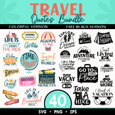 40 Travel Quotes SVG, PNG and EPS Bundle Colorful and Blac