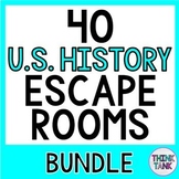40 American History Escape Rooms BUNDLE! Reading Comprehen
