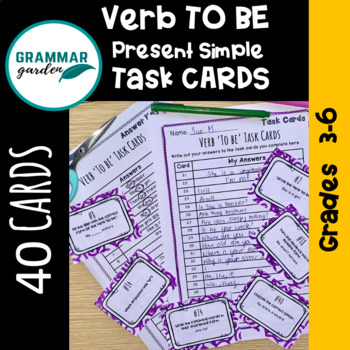 Preview of 40 Verb TO BE Present Simple Task Cards - ESL/ELA