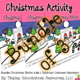 Bundle Christmas Sloths Add and Subtract Unknown Numbers w