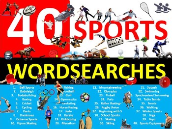 Preview of 40 x Sports Gym Wordsearches Fitness Health Settler Activity Homework Cover