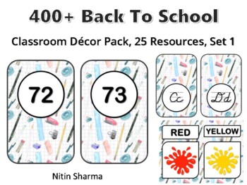 Preview of 400+ Back To School Classroom Décor Pack #123, 25 Resources, Set 1, Ready To Pr