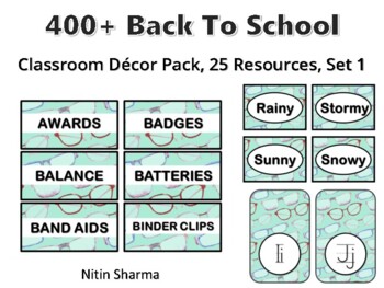 Preview of 400+ Back To School Classroom Décor Pack #124, 25 Resources, Set 1, Ready To Pr