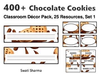 Preview of 400+ Chocolate Cookies Classroom Décor Pack #223, 25 Resources, Set 1