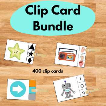Preview of 400 Clip Card Bundle Homeschool Resource Printable Alphabet 1-10 Counting Time