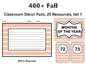 Preview of 400+ Fall Classroom Décor Pack #11, 25 Resources, Set 1, Ready To Print Decor