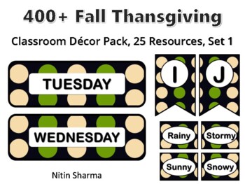Preview of 400+ Fall Thansgiving Classroom Décor Pack #113, 25 Resources, Set 1, Ready To